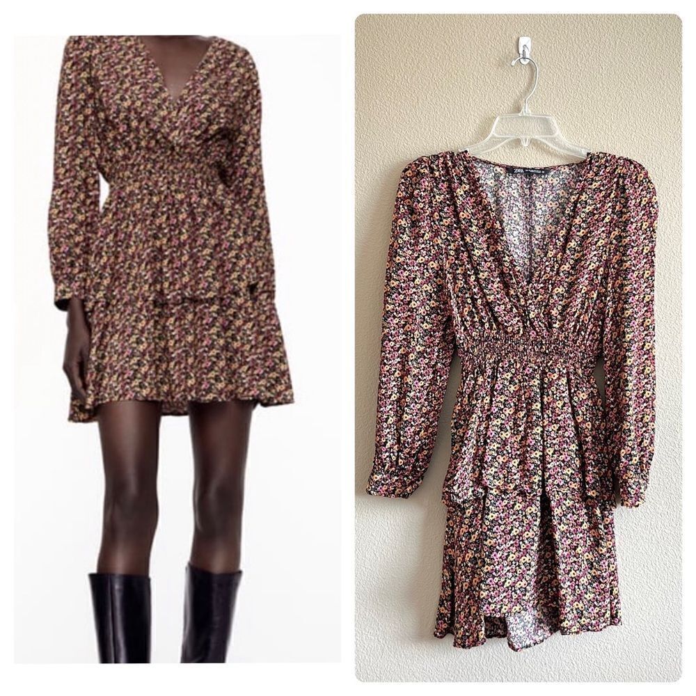 Zara Floral Print Ruffle Tiered Dress